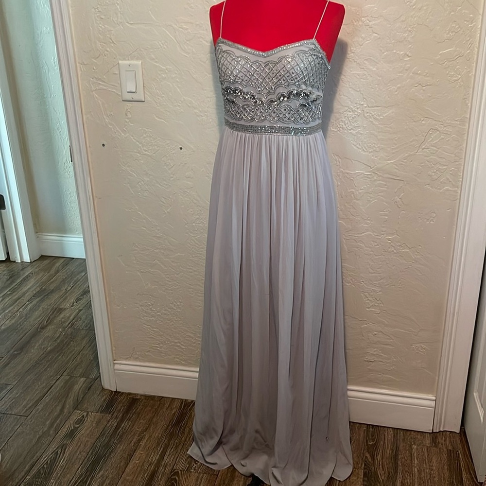 Grey Embellished Grey Maxi Empire Waist